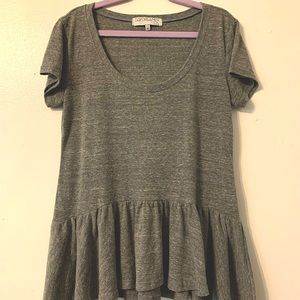 Daydreamer LA sz XS heather grey crop tee with ruffle hem